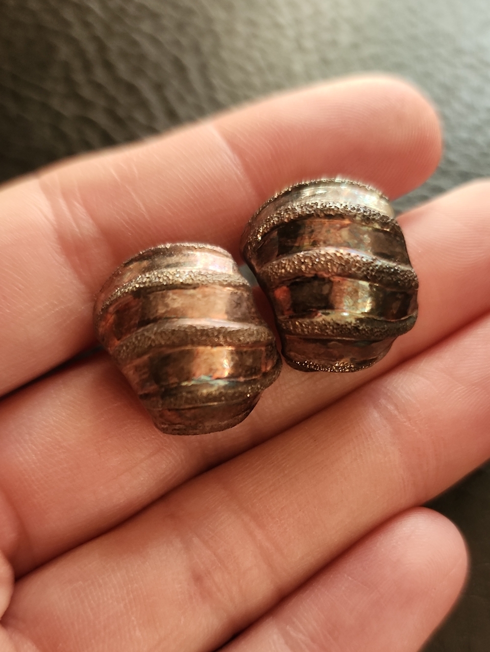Vintage Sterling Silver Dome Earrings